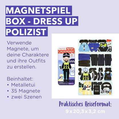 mierEdu Magnetic Game Box Policeman - Promotes Motor Skills & Imagination | Perfect for Home & On the Go | Magnetic Dressing Game for Children from 3 Years