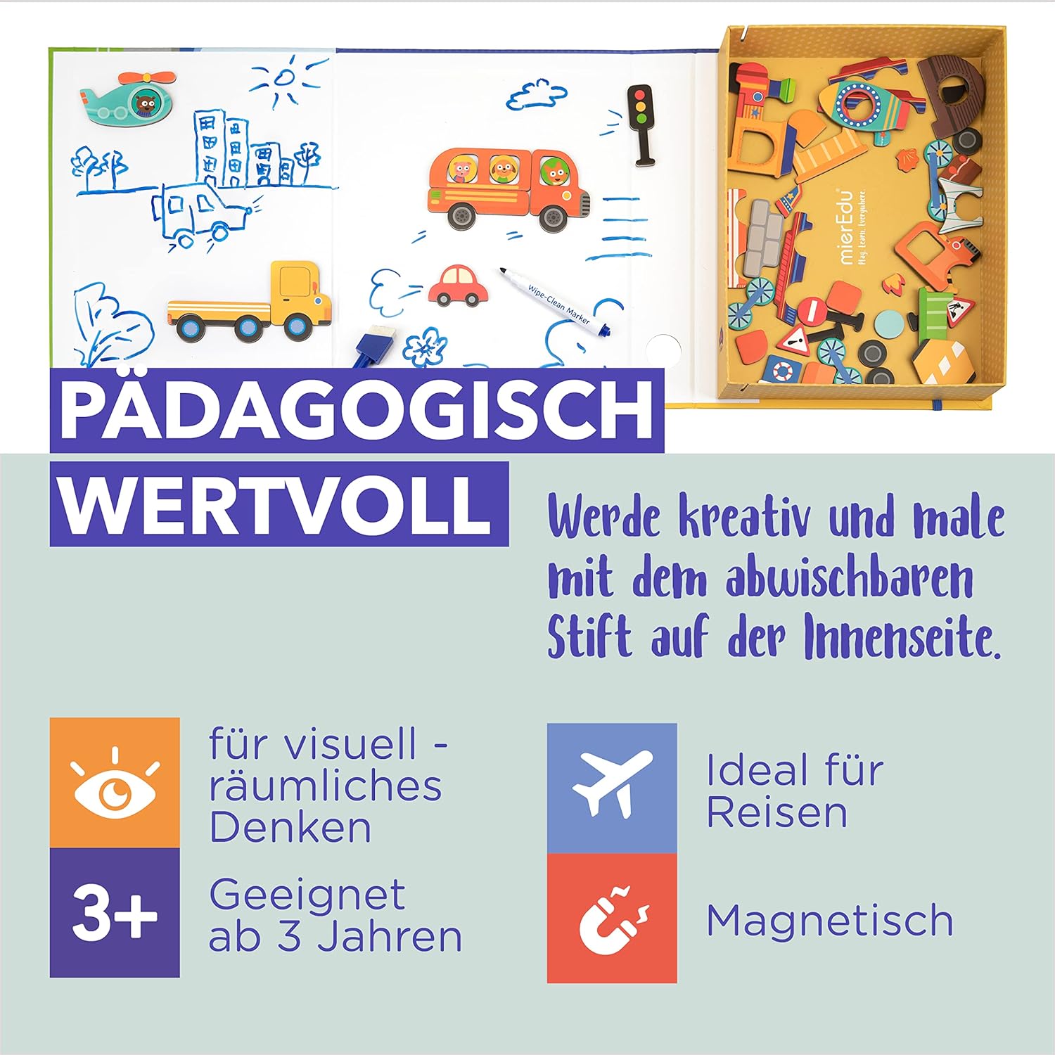 mierEdu - Magnetic Art Case - Vehicles - (ME151