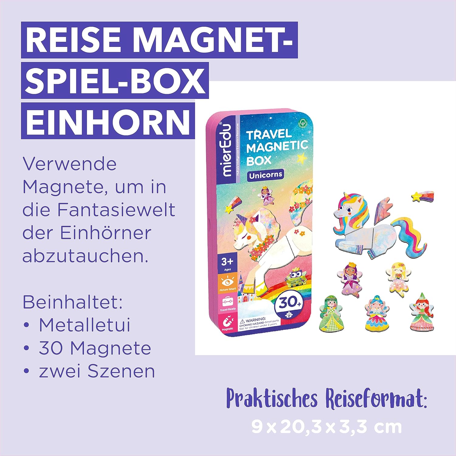 mierEdu Unicorn Magnetic Game Box for Dressing I Magnetic Game from 3 Years I Promotes Imagination & Concentration I Ideal Travel Game with 2 Scenes and 36 Magnets