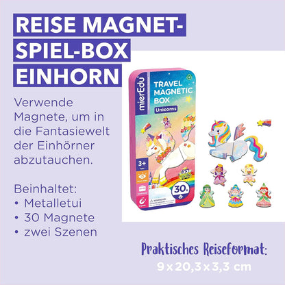 mierEdu Unicorn Magnetic Game Box for Dressing I Magnetic Game from 3 Years I Promotes Imagination & Concentration I Ideal Travel Game with 2 Scenes and 36 Magnets