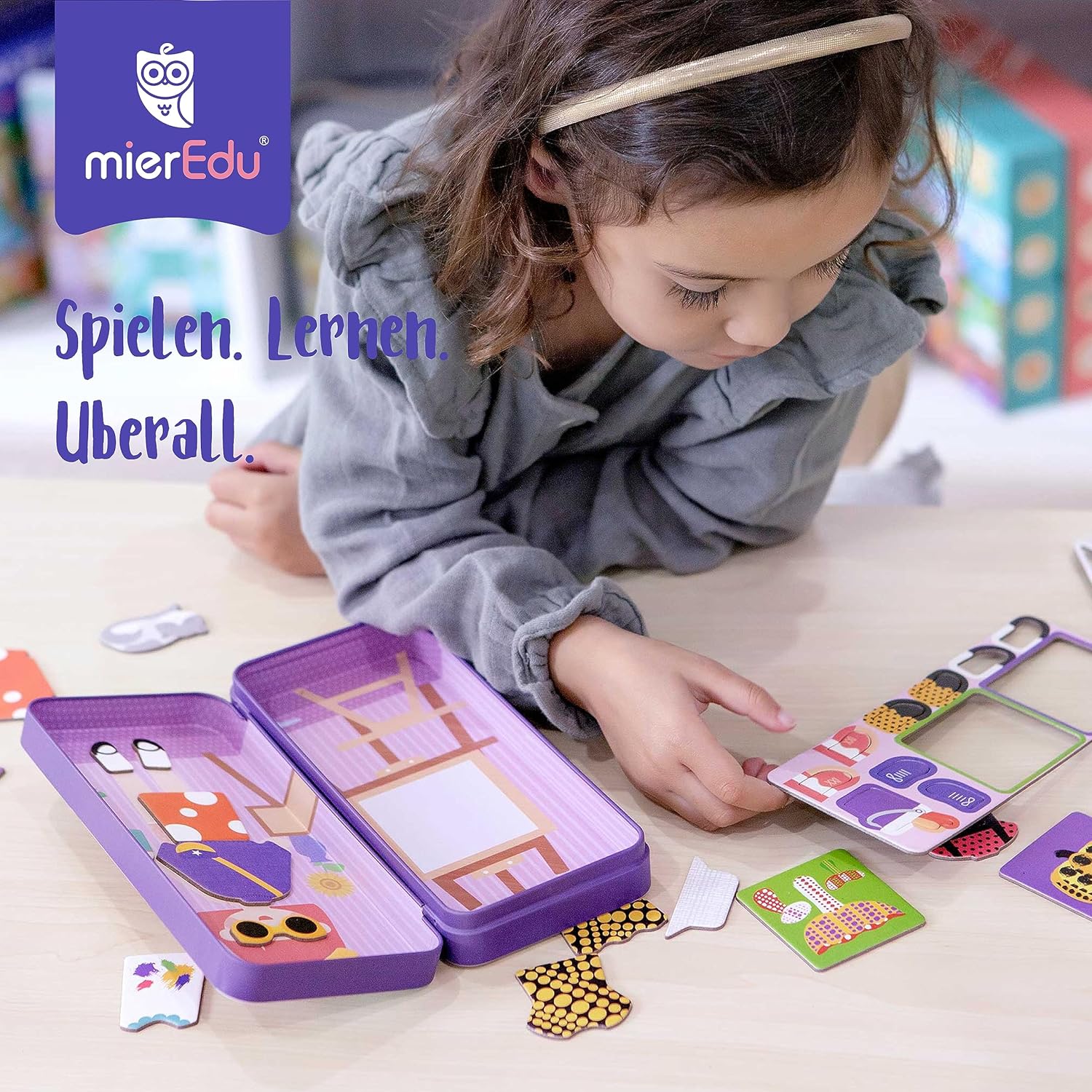 mierEdu Unicorn Magnetic Game Box for Dressing I Magnetic Game from 3 Years I Promotes Imagination & Concentration I Ideal Travel Game with 2 Scenes and 36 Magnets