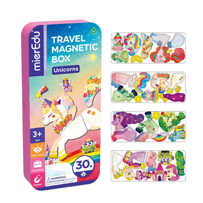 mierEdu Unicorn Magnetic Game Box for Dressing I Magnetic Game from 3 Years I Promotes Imagination & Concentration I Ideal Travel Game with 2 Scenes and 36 Magnets