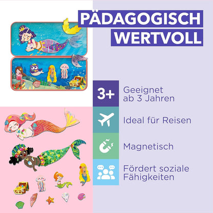 mierEdu Magnetic Game Box Mermaid for Dressing I Magnetic Game from 3 Years I Promotes Imagination & Concentration I Ideal Travel Game with 2 Scenes and 36 Magnets