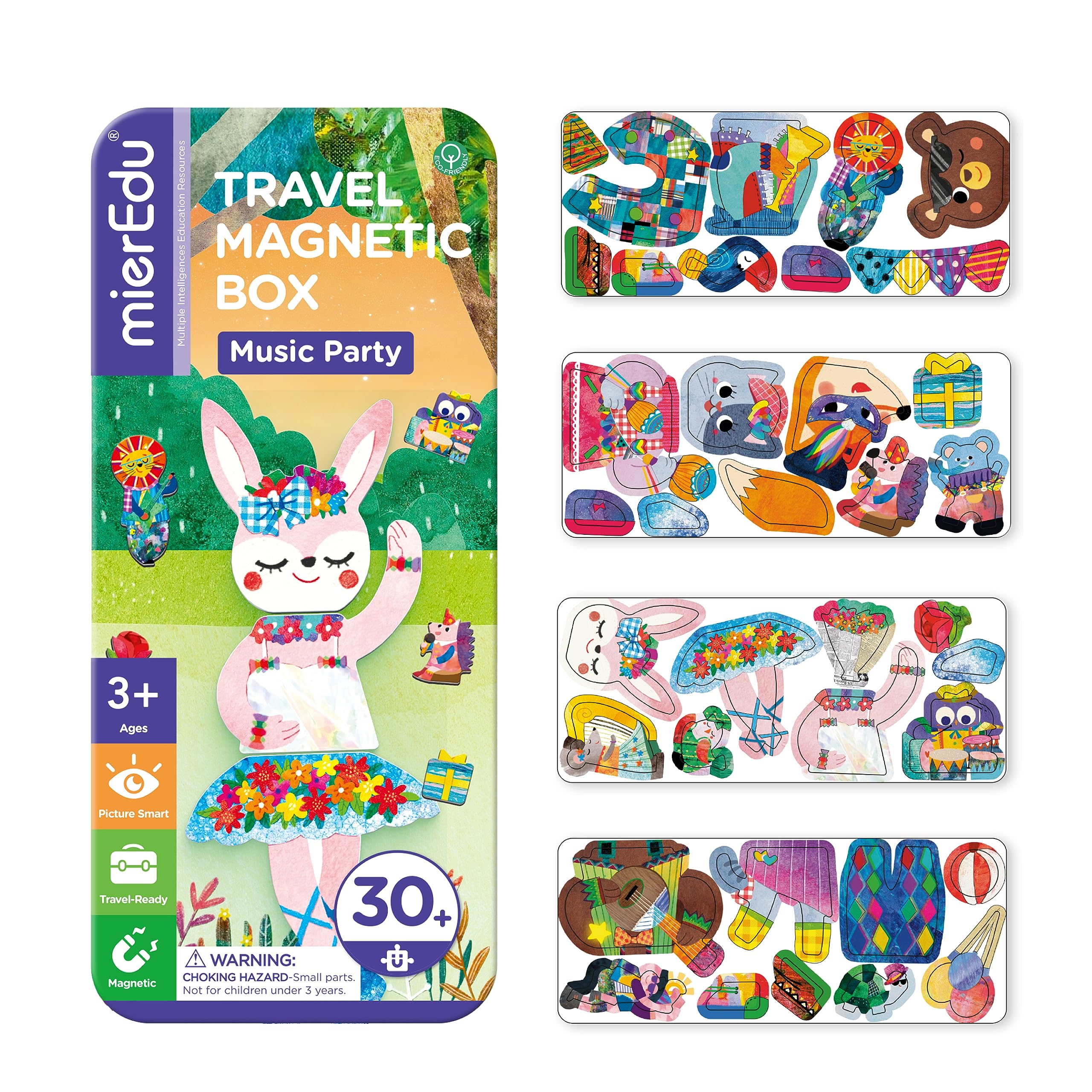 mierEdu Magnetic Game Box Music Animals for Dressing I Magnetic Game from 3 Years I Promotes Imagination & Concentration I Ideal Travel Game with 2 Scenes & 37 Magnets