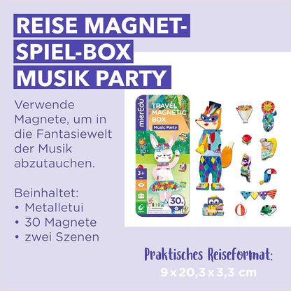 mierEdu Magnetic Game Box Music Animals for Dressing I Magnetic Game from 3 Years I Promotes Imagination & Concentration I Ideal Travel Game with 2 Scenes & 37 Magnets