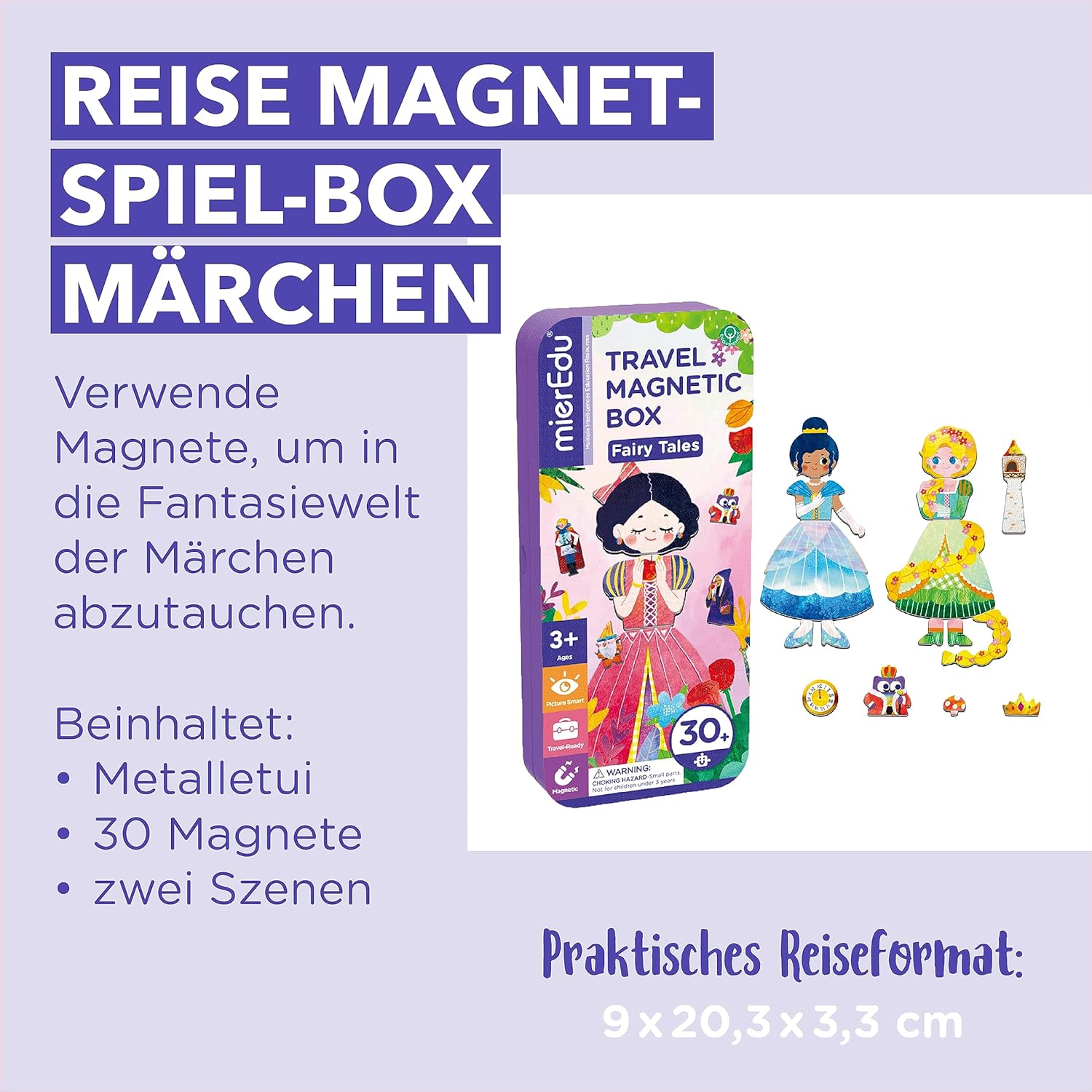 mierEdu Travel Magnetic Play Box Fairy Tales I Magnetic Game from 3 Years I Promotes Imagination & Concentration I Ideal Travel Game with 2 Scenes & 34 Magnets