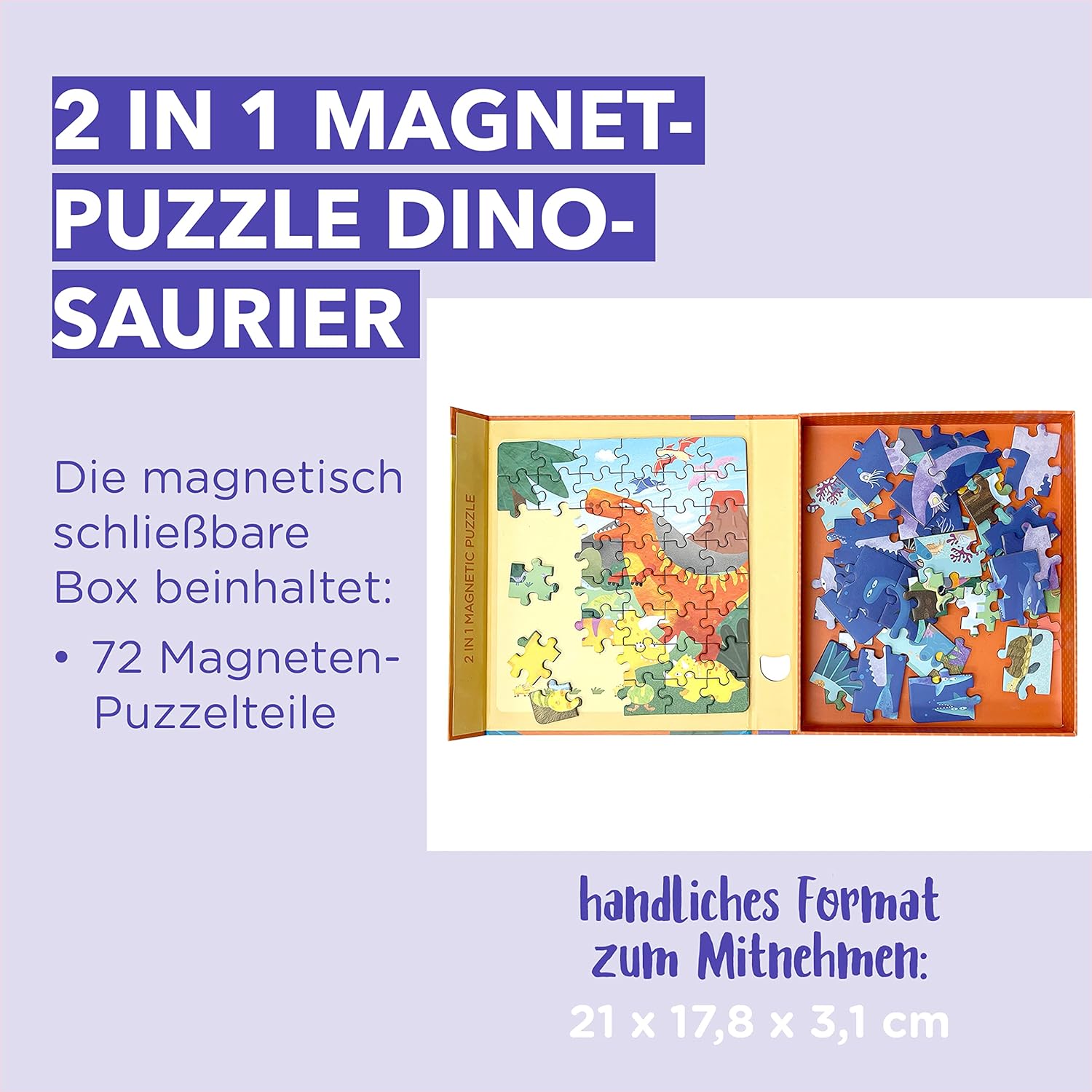 2-in-1 magnetische puzzel dinosaurus