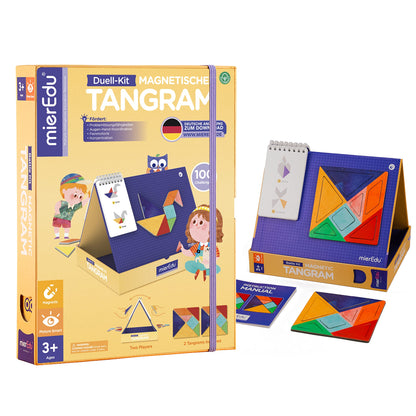 mierEdu Magnetic Puzzle Games Tangram Travel Toys Brain Teaser Toy Montessori Educational Toys Gift for Kids Age 3+Years Old, 1 Magnetic Board, 7 Shapes Jigsaw, 80 Pattern, 7 Level Challenges