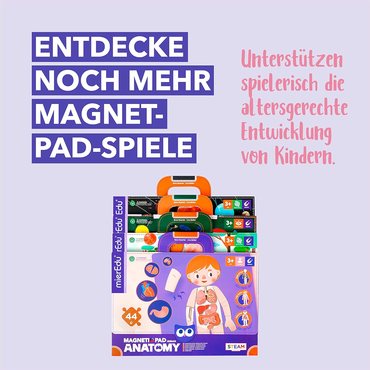 mierEdu Almohadilla magnética - Estegosaurus I Gran juego de rompecabezas I Fomenta la imaginación + la creatividad I Juguete para niños I Juegos magnéticos para niños a partir de 3 años Estegosaurio