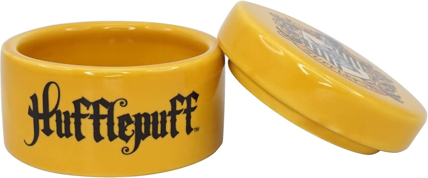 Harry Potter Ceramic Trinket Box Round - Hufflepuff - Trinket Box With Lid - 6cm Décor - Hufflepuff Gifts