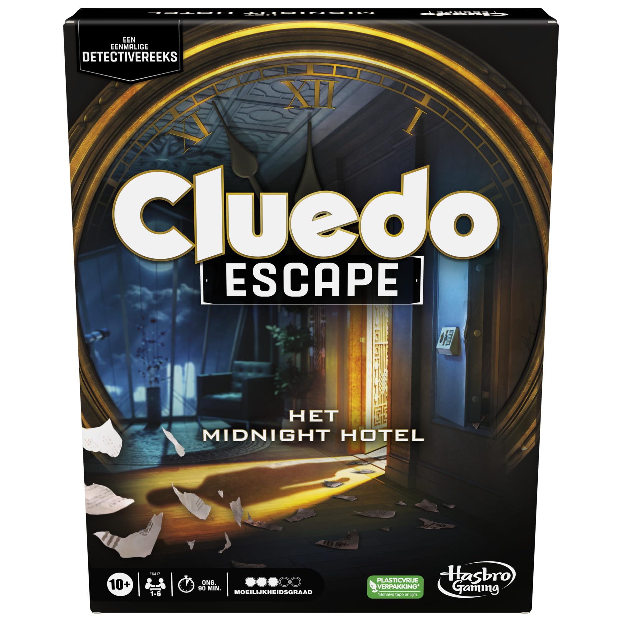 Hasbro Gaming Cluedo Escape: Das Midnight Hotel Brettspiel Einmalige Escape Room Spiele für 1-6 Spieler Kooperative Detektivspiele (niederländische Version)