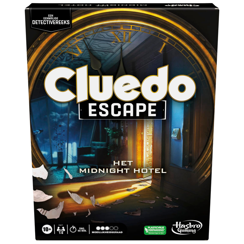 Hasbro Gaming Cluedo Escape: Das Midnight Hotel Brettspiel Einmalige Escape Room Spiele für 1-6 Spieler Kooperative Detektivspiele (niederländische Version)