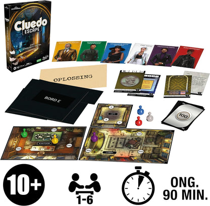 Hasbro Gaming Cluedo Escape: Das Midnight Hotel Brettspiel Einmalige Escape Room Spiele für 1-6 Spieler Kooperative Detektivspiele (niederländische Version)