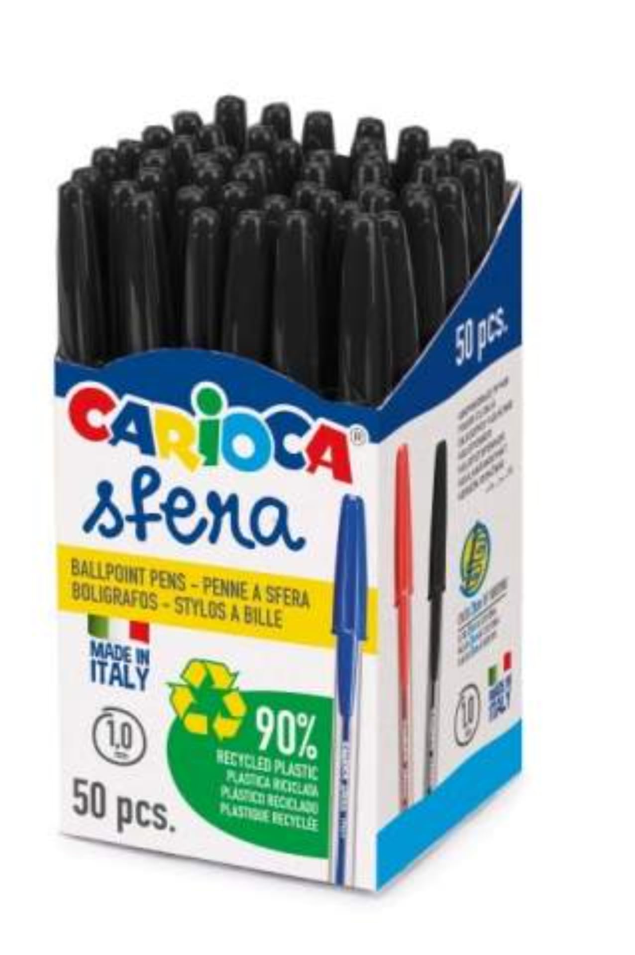Carioca Sfera Black Gel Pen | Box of 50 Black Pens | Made with 90% Recycled Plastic | Super Sliding Writing | Tip Ø 1mm | 50 Pieces