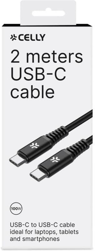 Usb-C Cable Celly Usbcusbc100Wbk 2 M Black