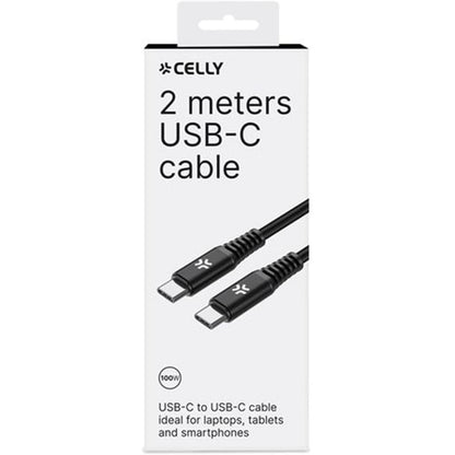 Usb-C Cable Celly Usbcusbc100Wbk 2 M Black
