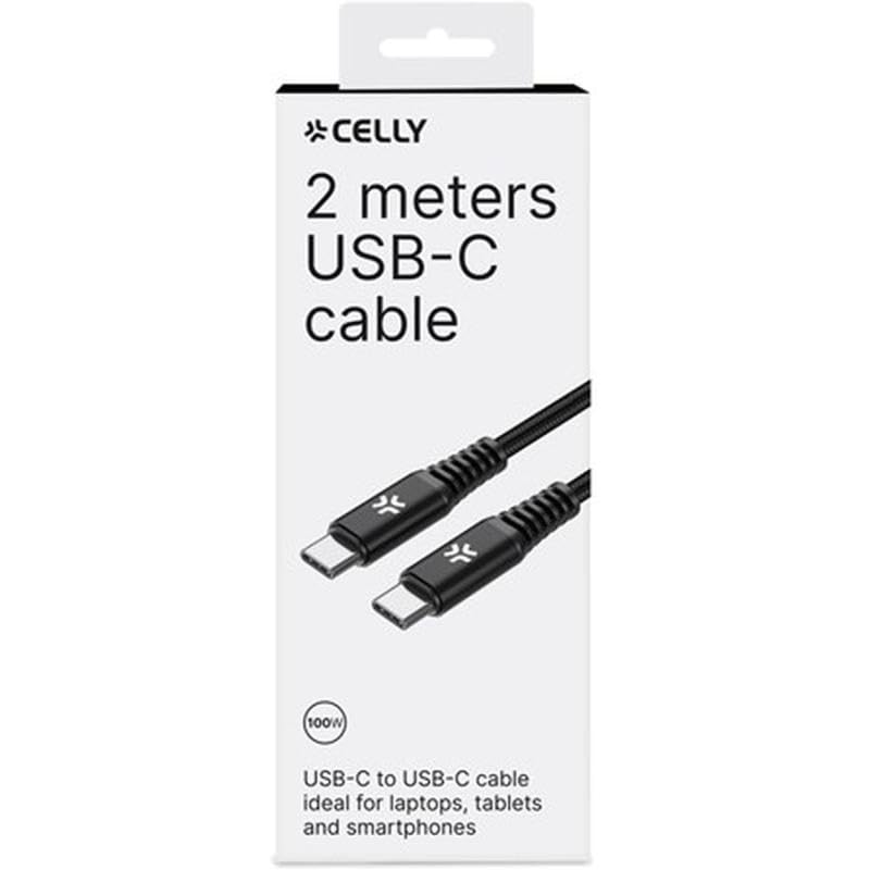 Usb-C Cable Celly Usbcusbc100Wbk 2 M Black