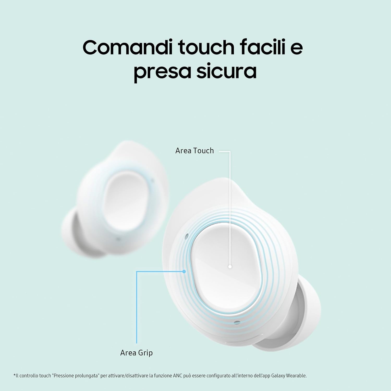 Samsung Galaxy Buds FE Cuffie Bluetooth True Wireless, Cancellazione attiva dei rumori (ANC), Fit Ergonomico, 3 Microfoni, Controlli touch, Bassi profondi, Graphite 2023