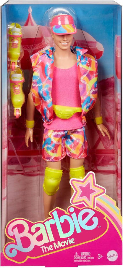 Barbie The Movie Verzamelpop Ken in vintage skate-outfit en op inlineskates, HRF28