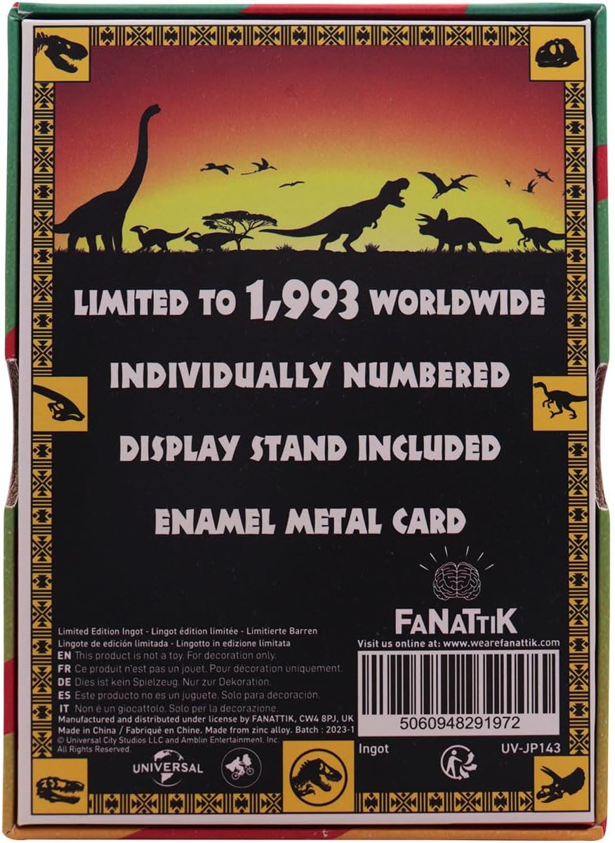 Jurassic Park Limited Edition 30th Anniversary Replica Vehicle I.D Ingot