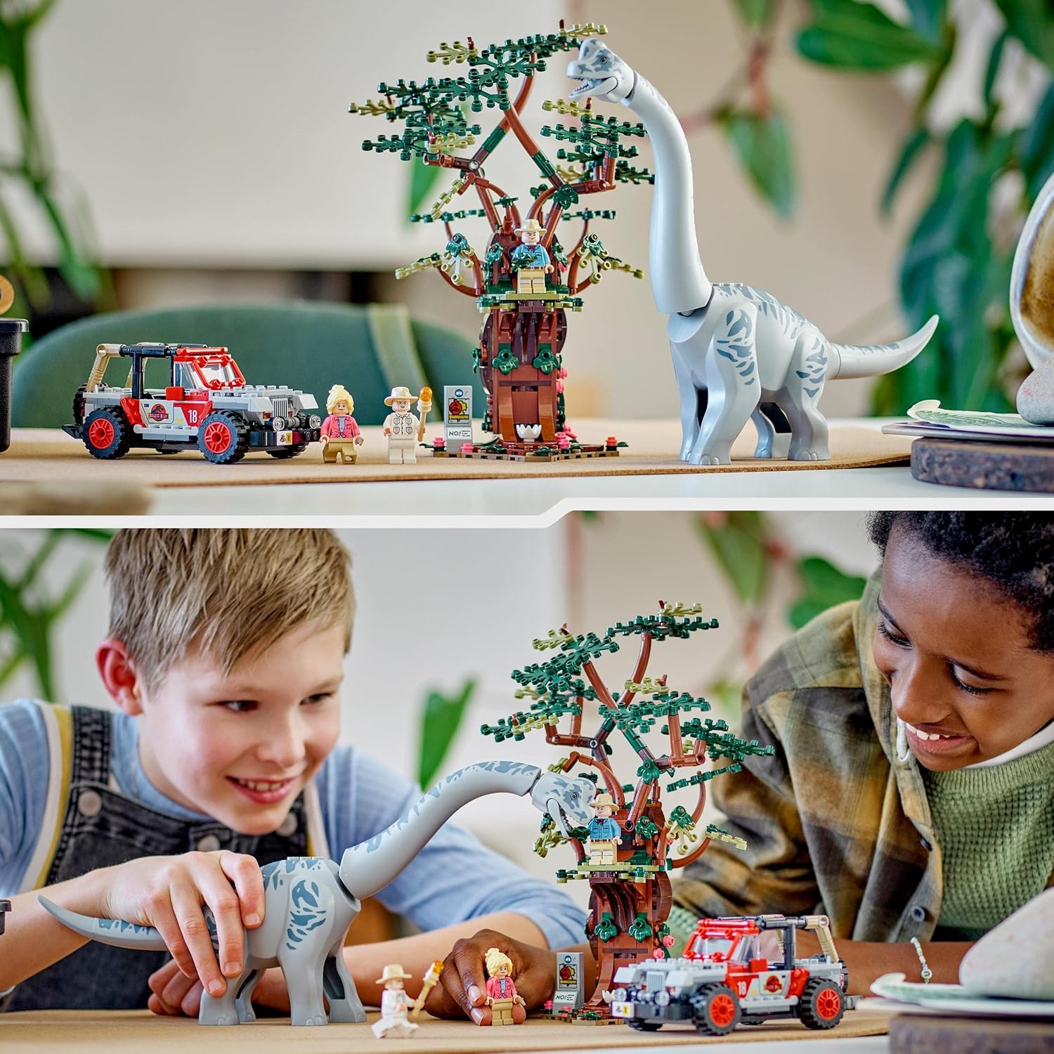 LEGO 76960 Jurassic Park Brachiosaurus Discovery Dinosaur Toy Set with Large Dino Figure, Tree and Buildable Jeep Wrangler Car, Gift for Boys, Girls, Kids, 30th Anniversary Collection Single