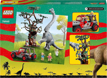 LEGO 76960 Jurassic Park Brachiosaurus Discovery Dinosaur Toy Set with Large Dino Figure, Tree and Buildable Jeep Wrangler Car, Gift for Boys, Girls, Kids, 30th Anniversary Collection Single
