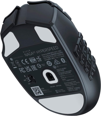 Razer Naga V2 HyperSpeed - Ergonomic Wireless MMO Gaming Mouse (with 19 Programmable Buttons, HyperSpeed Wireless (2.4 GHz), Up to 250 Hours of Battery Life, Focus Pro 30K Optical Sensor) Black
