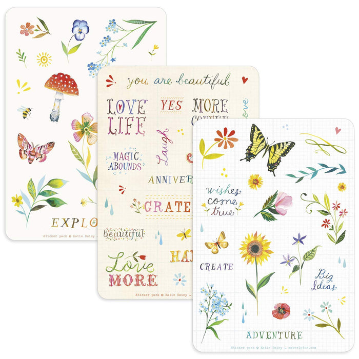 Katie Daisy Planner Stickers (6 unique sheets, 168 stickers)