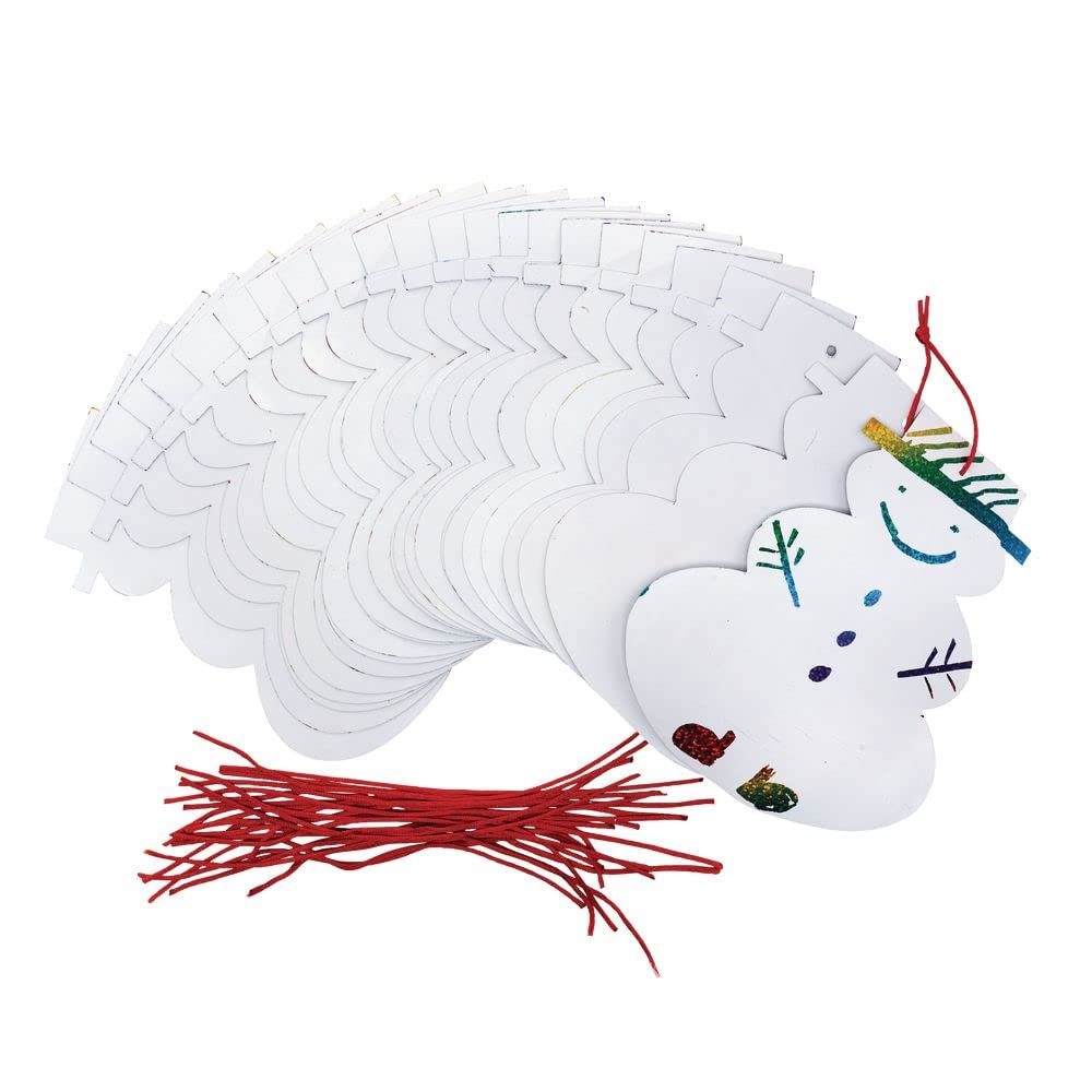 Colorations Scratch Art Sneeuwman Ornamenten met Rode Strings, Set van 20, Stylus niet inbegrepen, 7" x 6", Kerstmis, Vakantie, Winter, Decoraties, voor Kinderen, Kunst & Ambachten, Groepsproject