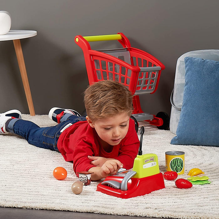 Ecoiffier Toys - 1219 - Supermarket Trolley for Children + Register + 100% Chef Accessories - From 18 Months - Made in France