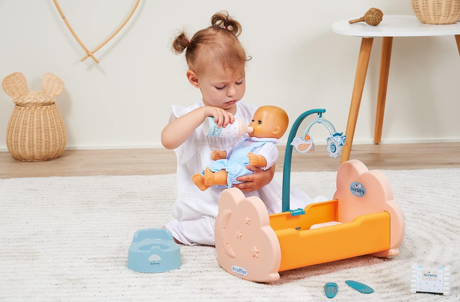 Jouets Ecoiffier 1873 JOUETS ECOIFFIER-1873-Bed + Accessories-Imitation Game for Children-from 18 Months Old-Made in France