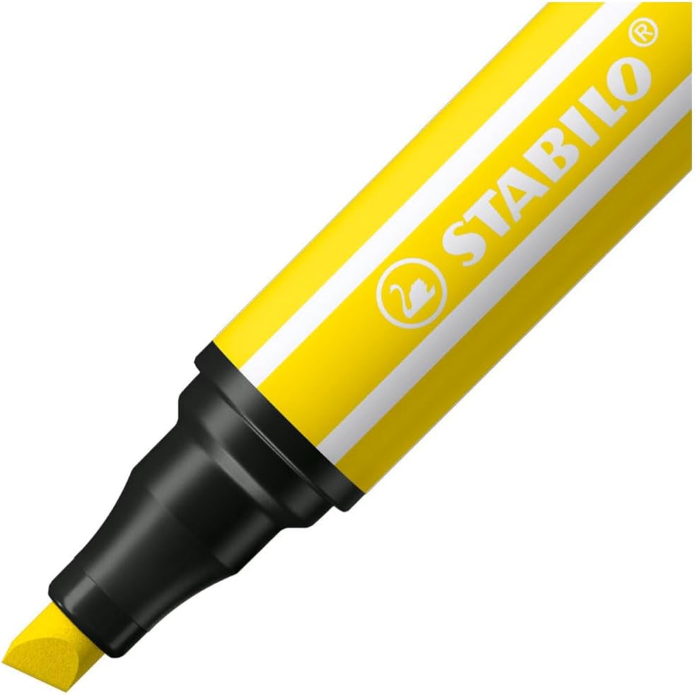 Stabilo Pen 68 Max Felt Tip Pen with a Thick Chisel Point Lemon Yellow