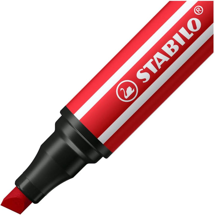 Stabilo Pen 68 Max Felt Tip Pen with Thick Chisel Point Crimson Red