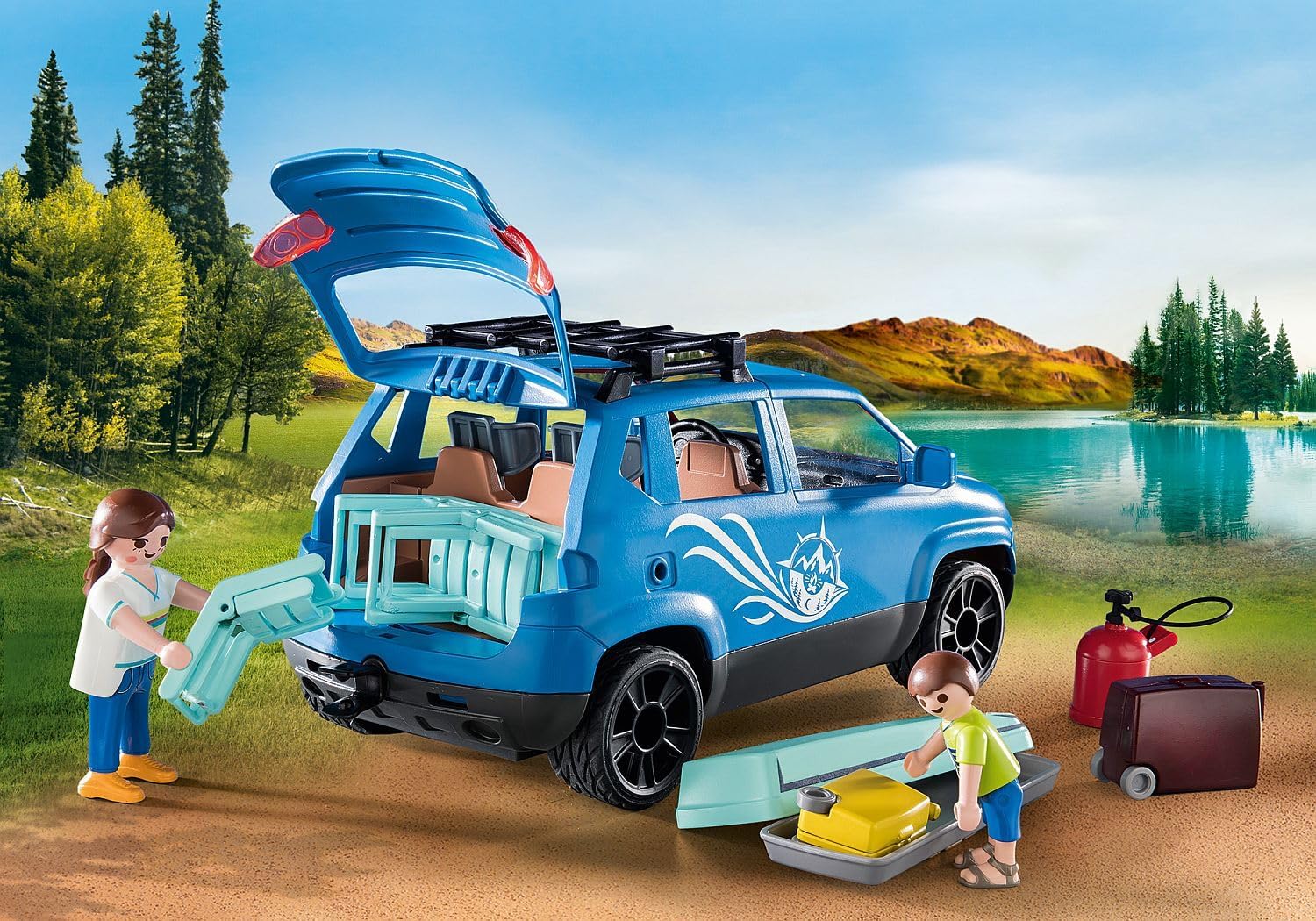 Playmobil 71423 Family Fun Caravan with Car, versatile camping fun in the nature with extensive equipment, outdoor toy and fun imaginative role-play, playsets suitable for children ages 4+
