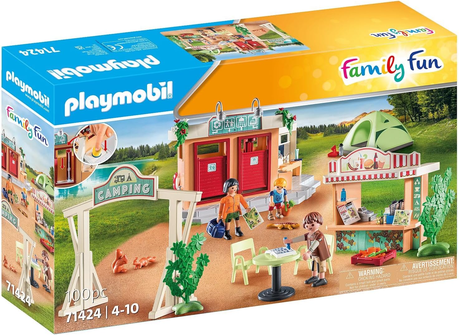 PLAYMOBIL Family Fun 71424 Campingplatz, Camping & Family Fun 71425 Zelten, Camping, aufregendes Naturabenteuer am Zeltplatz