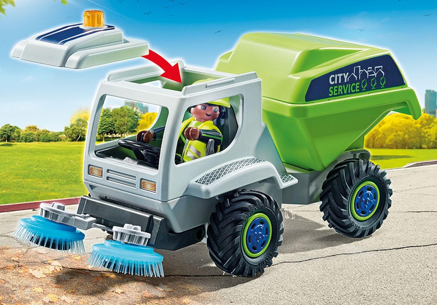 Playmobil 71432 City Action Road Sweeper, city cleaning, rotating brushes, environmental and educational toy, fun imaginative role-play, playsets suitable for children ages 4+