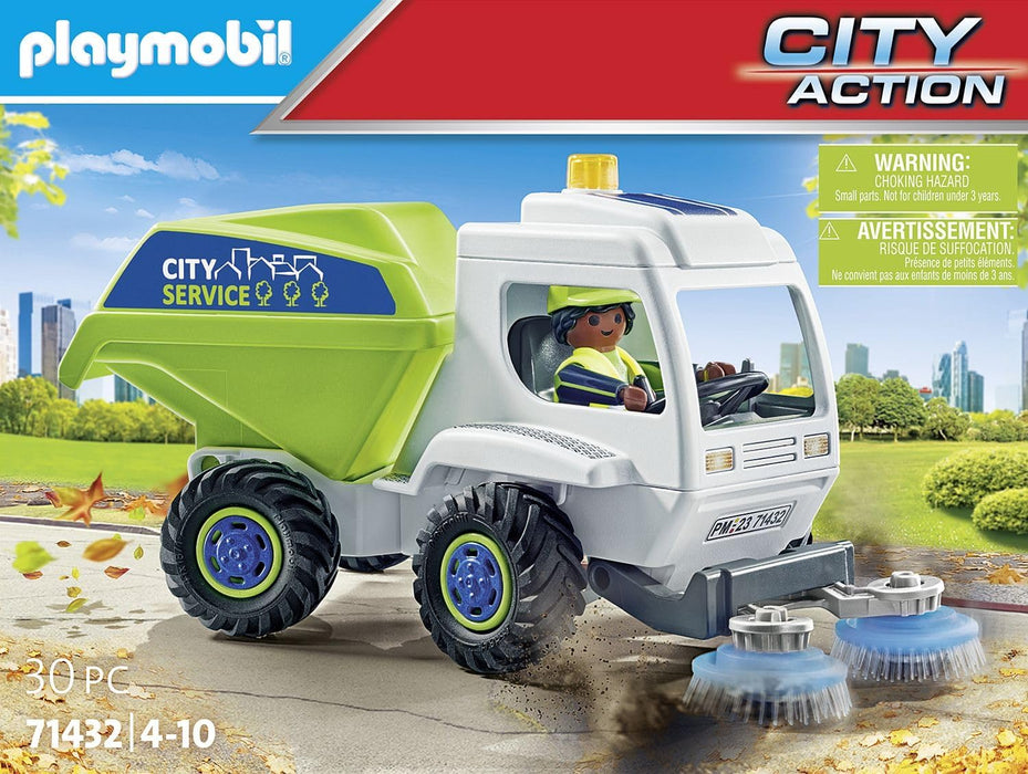 Playmobil 71432 City Action Road Sweeper, city cleaning, rotating brushes, environmental and educational toy, fun imaginative role-play, playsets suitable for children ages 4+