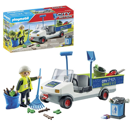 Playmobil 71433 City Action Street Cleaner with e-Vehicle, city cleaning, rubbish truck with loading area, educational toy, fun imaginative role-play, playsets suitable for children ages 4+