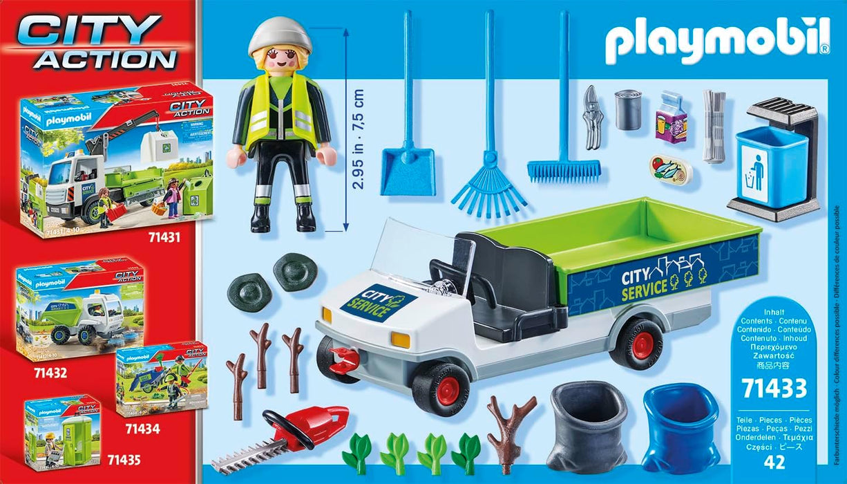 Playmobil 71433 City Action Street Cleaner with e-Vehicle, city cleaning, rubbish truck with loading area, educational toy, fun imaginative role-play, playsets suitable for children ages 4+