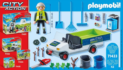 Playmobil 71433 City Action Street Cleaner with e-Vehicle, city cleaning, rubbish truck with loading area, educational toy, fun imaginative role-play, playsets suitable for children ages 4+