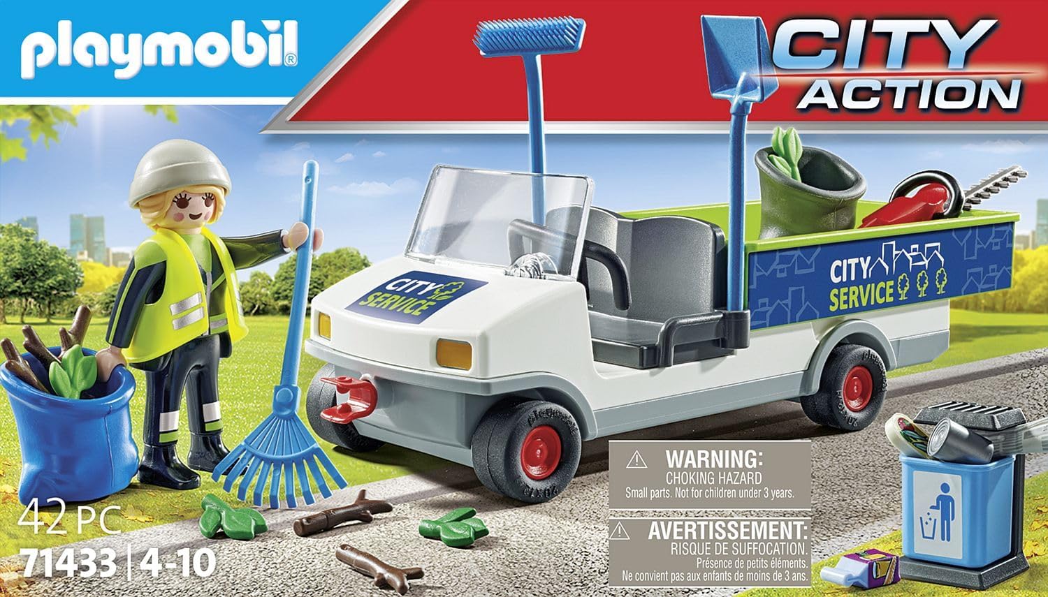 Playmobil 71433 City Action Street Cleaner with e-Vehicle, city cleaning, rubbish truck with loading area, educational toy, fun imaginative role-play, playsets suitable for children ages 4+