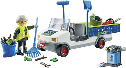 Playmobil 71433 City Action Street Cleaner with e-Vehicle, city cleaning, rubbish truck with loading area, educational toy, fun imaginative role-play, playsets suitable for children ages 4+