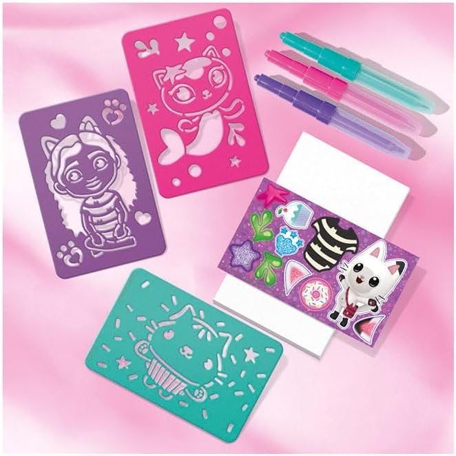 Totum Gabby's poppenhuis knutselset 2-in-1 glitter bedelarmbanden en blaaspennen set, roze
