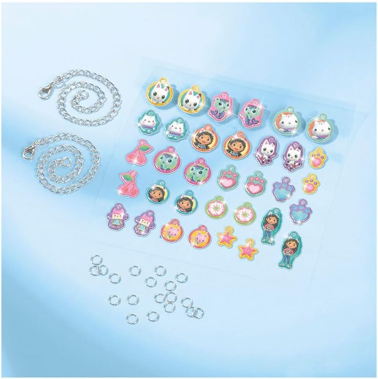 Totum Gabby's poppenhuis knutselset 2-in-1 glitter bedelarmbanden en blaaspennen set, roze