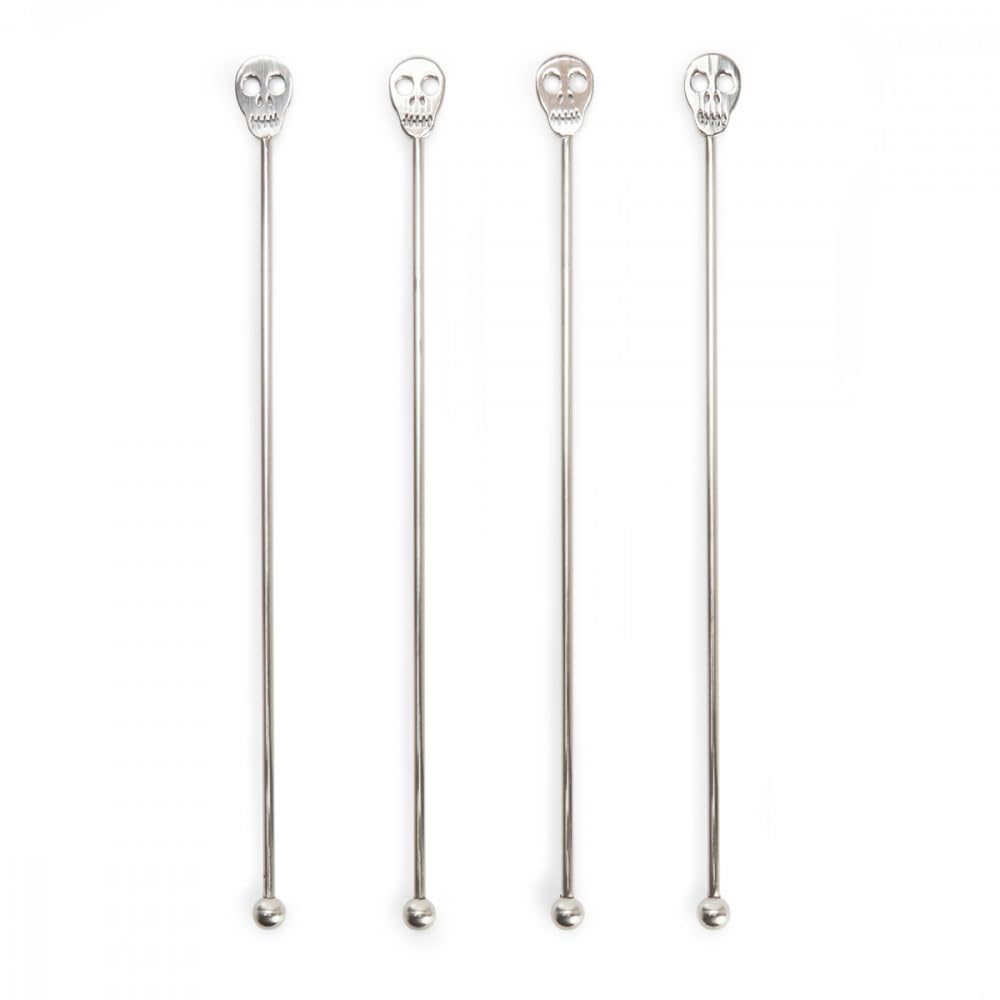 Kikkerland - Set of 4 Skull Cocktail Mixers