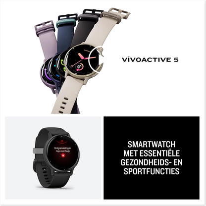 Garmin Vivoactive 5 AMOLED GPS Smartwatch with All-day Health Monitoring and Music, Metallic Navy Aluminium Bezel with Navy Case and Silicone Band