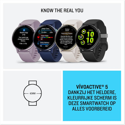 Garmin Vivoactive 5 AMOLED GPS Smartwatch with All-day Health Monitoring and Music, Metallic Navy Aluminium Bezel with Navy Case and Silicone Band