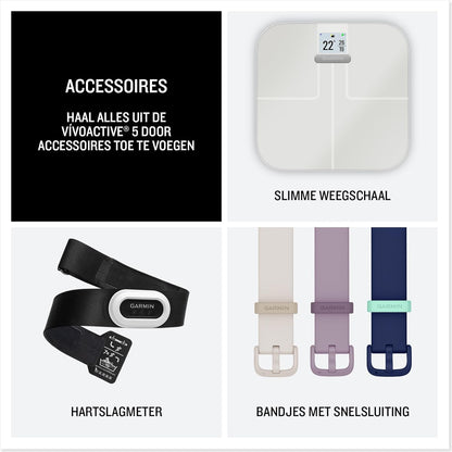 Garmin Vivoactive 5 AMOLED GPS Smartwatch with All-day Health Monitoring and Music, Metallic Navy Aluminium Bezel with Navy Case and Silicone Band