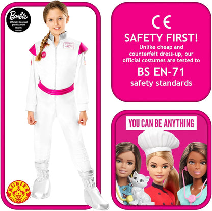 Rubie's Official Barbie Astronaut Child Costume, Kids Fancy Dress Large 7-8 Years Multi