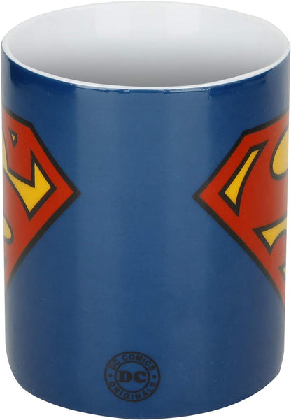 Superman LOGOSHIRT - Porzellan Tasse - DC Comics - Superman Logo Kaffeebecher - blau - Lizenziertes Originaldesign, 1 Stück (1er Pack